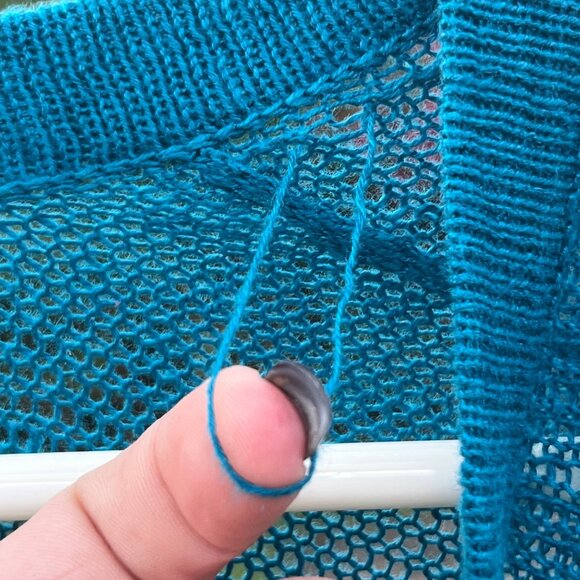 Eileen Fisher 100% Organic Linen Open Front Cardigan Blue Green Size S - Picture 4 of 7